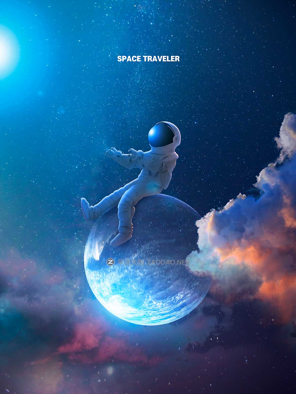 16款未来科幻太空宇宙行星宇航员主视觉KV海报设计PSD模板素材源文件 Astronaut In Space Sale Poster Template插图11