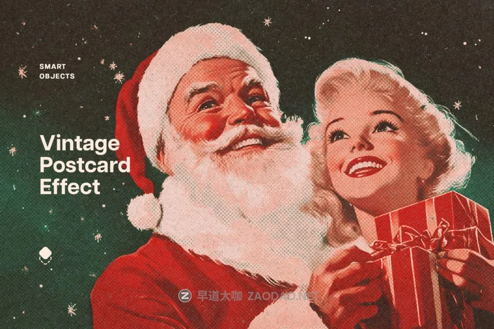 复古圣诞节主题半色调照片效果ps特效滤镜样机 Vintage Christmas Postcard Photo Effect插图 复古圣诞节主题半色调照片效果ps特效滤镜样机 Vintage Christmas Postcard Photo Effect插图