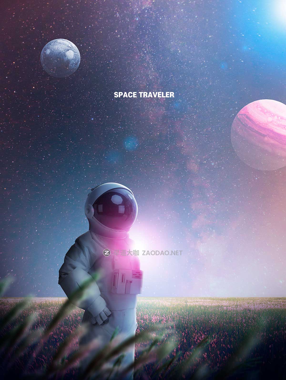 16款未来科幻太空宇宙行星宇航员主视觉KV海报设计PSD模板素材源文件 Astronaut In Space Sale Poster Template插图12