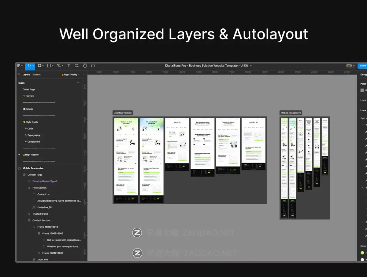 12屏创意数字网络科技企业官网网站界面WEB UI设计Figma模板套件 DigitalBoostPro – Business Solution Website Template – UI Kit插图4 12屏创意数字网络科技企业官网网站界面WEB UI设计Figma模板套件 DigitalBoostPro – Business Solution Website Template – UI Kit插图4