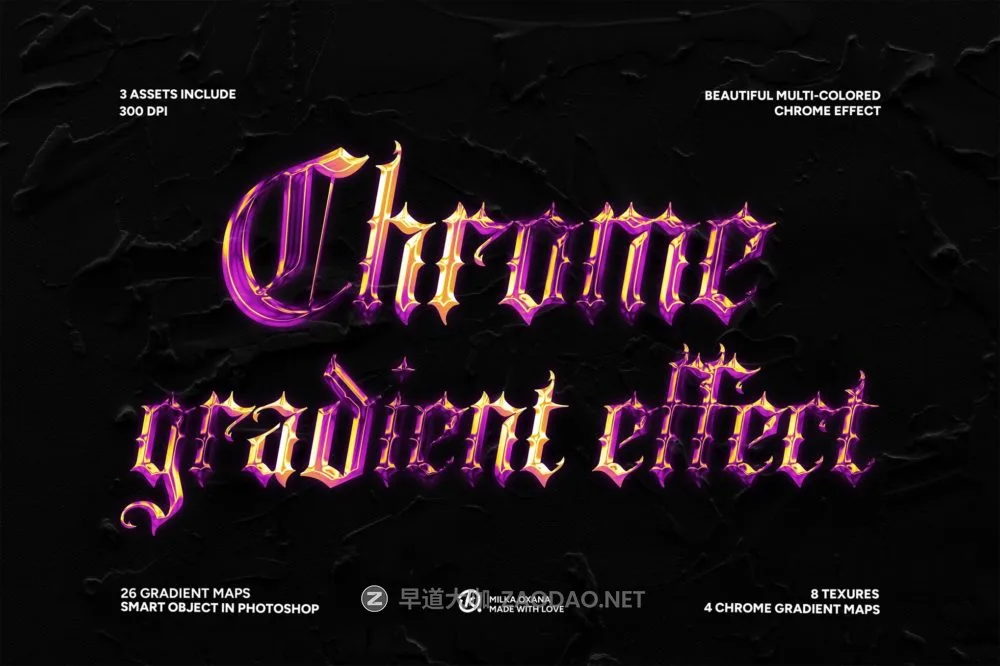 复古y2k金属渐变文本效果ps特效滤镜样机素材 Gradient Chrome Text Effect插图 复古y2k金属渐变文本效果ps特效滤镜样机素材 Gradient Chrome Text Effect插图