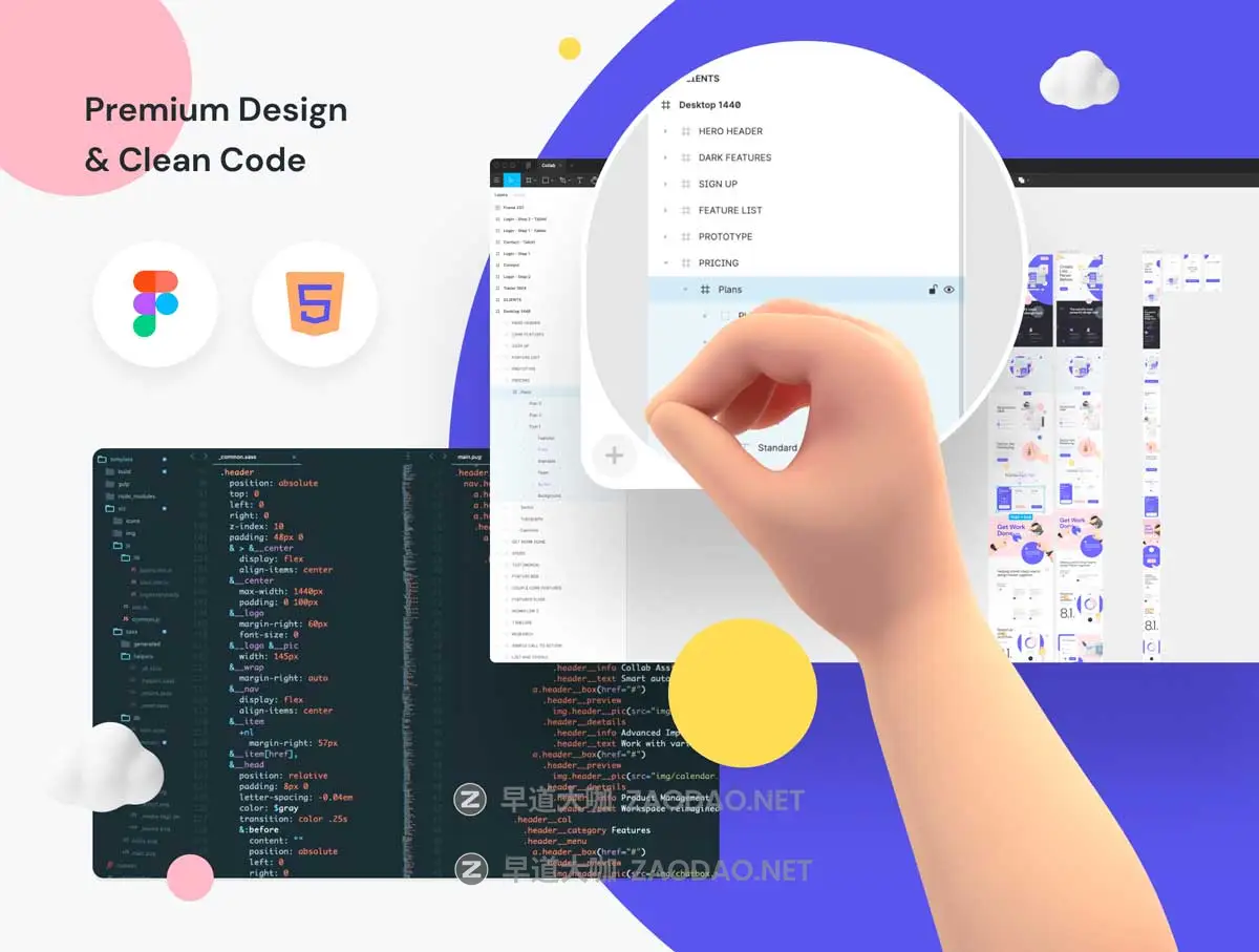 时尚响应式网站登录页面WEB UI设计Figma模板+源码Html素材 Collab — Landing Page Kit插图3 时尚响应式网站登录页面WEB UI设计Figma模板+源码Html素材 Collab — Landing Page Kit插图3