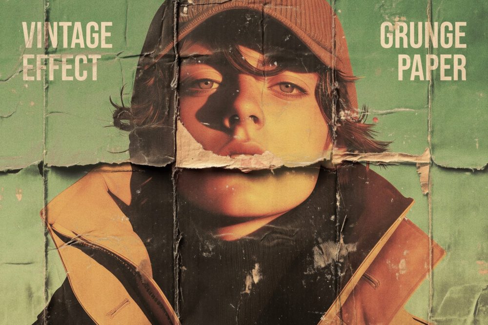 做旧折痕褶皱照片效果ps特效滤镜样机 Vintage Crumpled Photo Effect插图