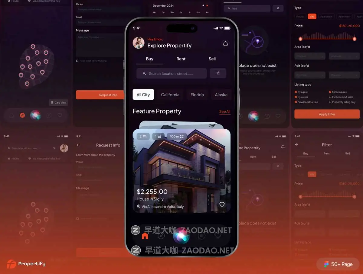 45+屏高级双配色Ai智能房地产房屋出售租赁软件APP UI界面设计Figma模板 Ai Powered Propertify Real Estate Marketplace App UI Kit插图3 45+屏高级双配色Ai智能房地产房屋出售租赁软件APP UI界面设计Figma模板 Ai Powered Propertify Real Estate Marketplace App UI Kit插图3