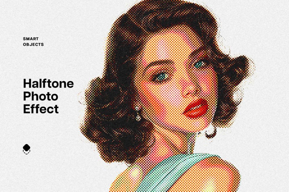 复古半色调点状Riso复印打印照片效果ps滤镜样机 Vintage Dotted Halftone Photo Effect插图