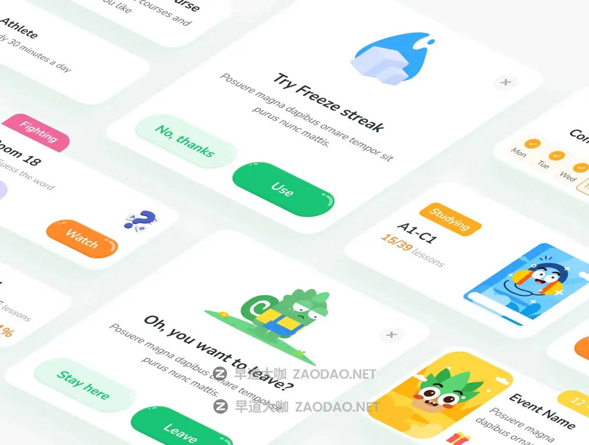 50+屏儿童英语学习培训在线课程教育APP UI界面设计Figma模板套件 Pidu – Learning English App UI Kit插图4 50+屏儿童英语学习培训在线课程教育APP UI界面设计Figma模板套件 Pidu – Learning English App UI Kit插图4