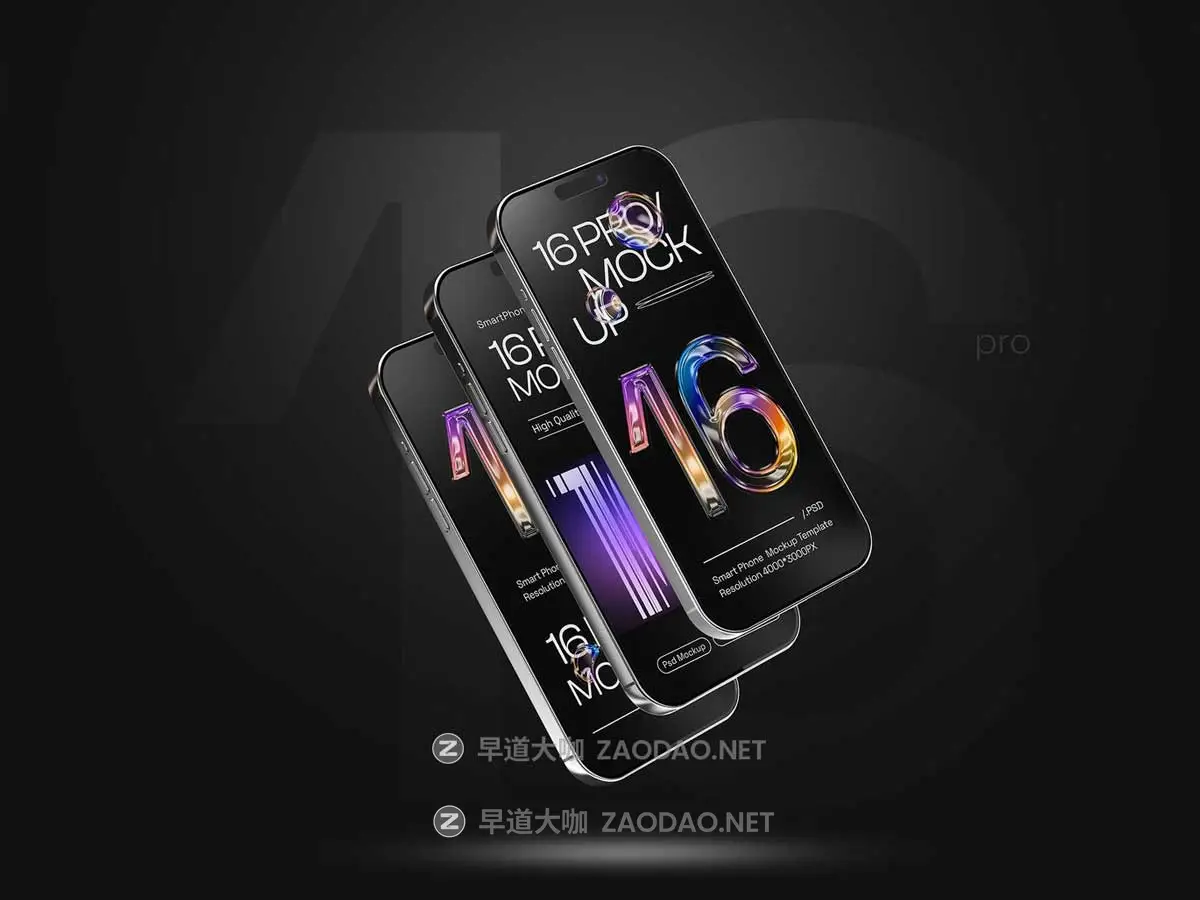 暗黑工业风苹果iPhone 16 Pro展示贴图效果图PSD样机模板 iPhone 16 Pro Mockup Set插图2 暗黑工业风苹果iPhone 16 Pro展示贴图效果图PSD样机模板 iPhone 16 Pro Mockup Set插图2
