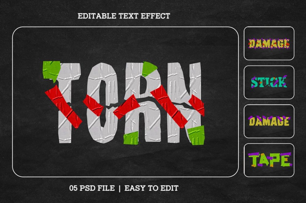 褶皱塑料胶带拼贴DIY刻字效果ps文本特效样机 Duct Tape Text Effect Layer Style Set插图 褶皱塑料胶带拼贴DIY刻字效果ps文本特效样机 Duct Tape Text Effect Layer Style Set插图