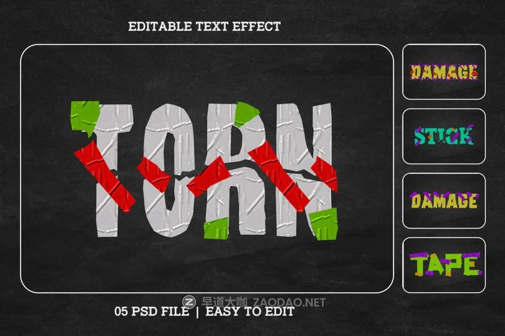 褶皱塑料胶带拼贴DIY刻字效果ps文本特效样机 Duct Tape Text Effect Layer Style Set插图 褶皱塑料胶带拼贴DIY刻字效果ps文本特效样机 Duct Tape Text Effect Layer Style Set插图
