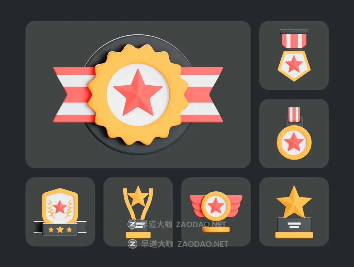 25款质感3D立体胜利徽章徽标奖杯图标Icons设计Blender/PNG格式素材 Victory Awards 3d Icon Illustration插图4 25款质感3D立体胜利徽章徽标奖杯图标Icons设计Blender/PNG格式素材 Victory Awards 3d Icon Illustration插图4