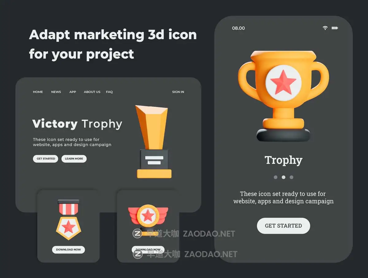 25款质感3D立体胜利徽章徽标奖杯图标Icons设计Blender/PNG格式素材 Victory Awards 3d Icon Illustration插图5 25款质感3D立体胜利徽章徽标奖杯图标Icons设计Blender/PNG格式素材 Victory Awards 3d Icon Illustration插图5