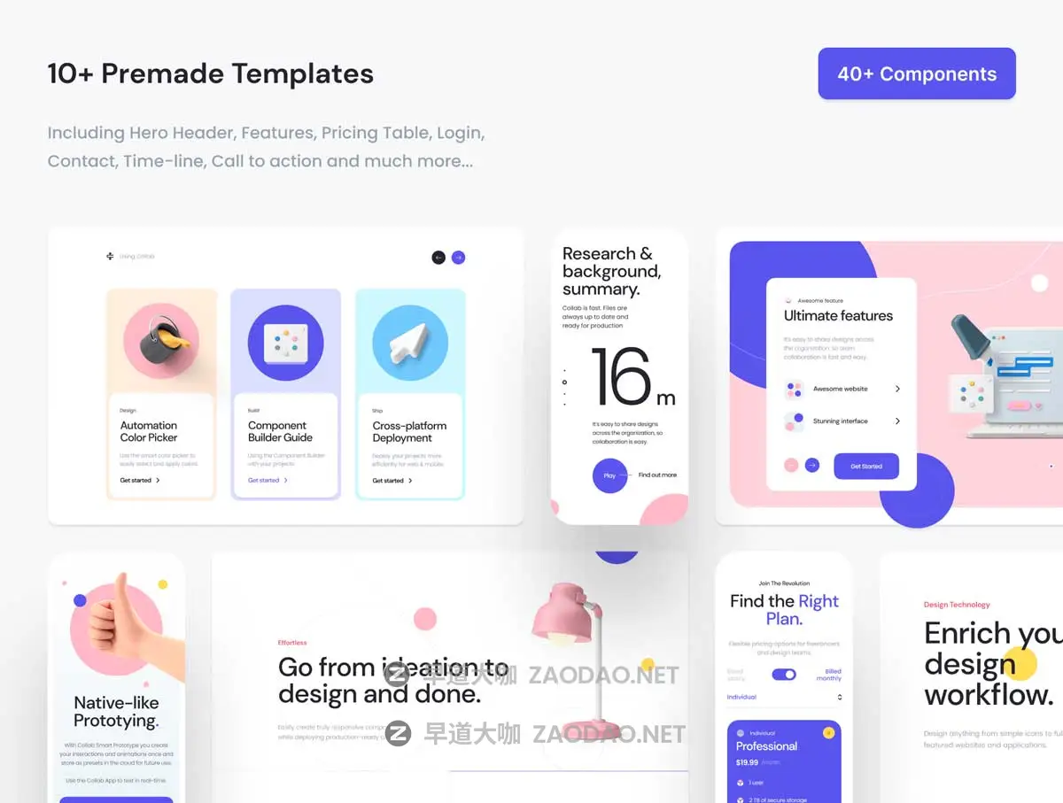 时尚响应式网站登录页面WEB UI设计Figma模板+源码Html素材 Collab — Landing Page Kit插图7 时尚响应式网站登录页面WEB UI设计Figma模板+源码Html素材 Collab — Landing Page Kit插图7