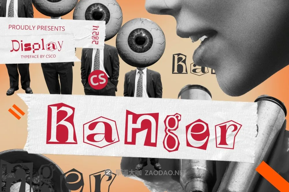 时尚创意品牌海报徽标设计装饰贴图字体安装包 Ranger – Collage Font插图 时尚创意品牌海报徽标设计装饰贴图字体安装包 Ranger – Collage Font插图