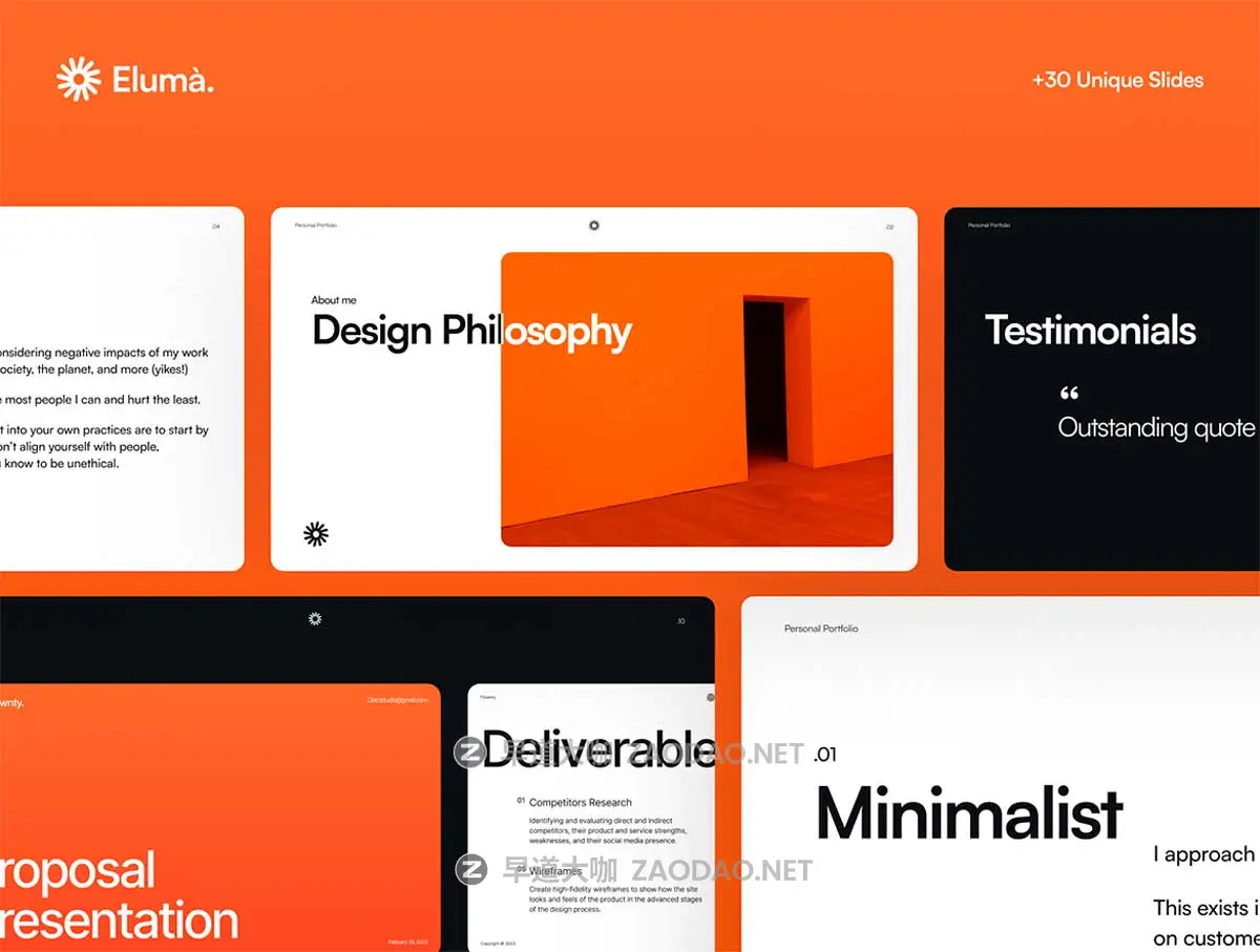 30+屏现代流行个人简历作品集图文排版新潮演示文稿设计Figma/PPT/Keynote格式素材 Eluma – Portfolio Presentation插图2 30+屏现代流行个人简历作品集图文排版新潮演示文稿设计Figma/PPT/Keynote格式素材 Eluma – Portfolio Presentation插图2