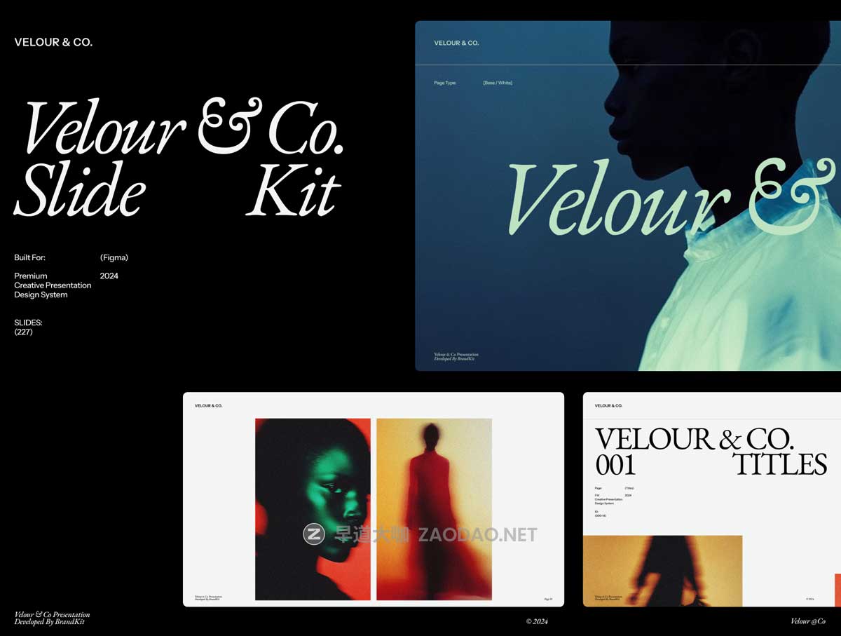 227页品牌宣传策划提案书图文排版演示文稿幻灯片Figma格式模板套件素材 Velour & Co Presentation Kit插图
