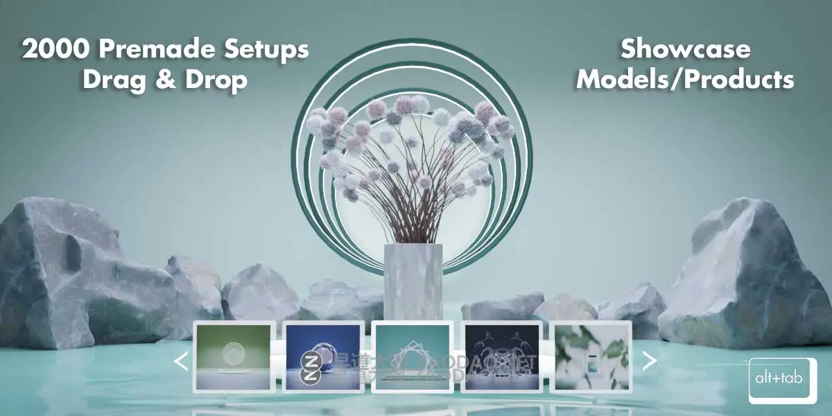 Blender立体三维电商产品主图渲染灯光环境3D场景资产预设 Alt Tab Ilumnia: Product Showcase Library插图1 Blender立体三维电商产品主图渲染灯光环境3D场景资产预设 Alt Tab Ilumnia: Product Showcase Library插图1