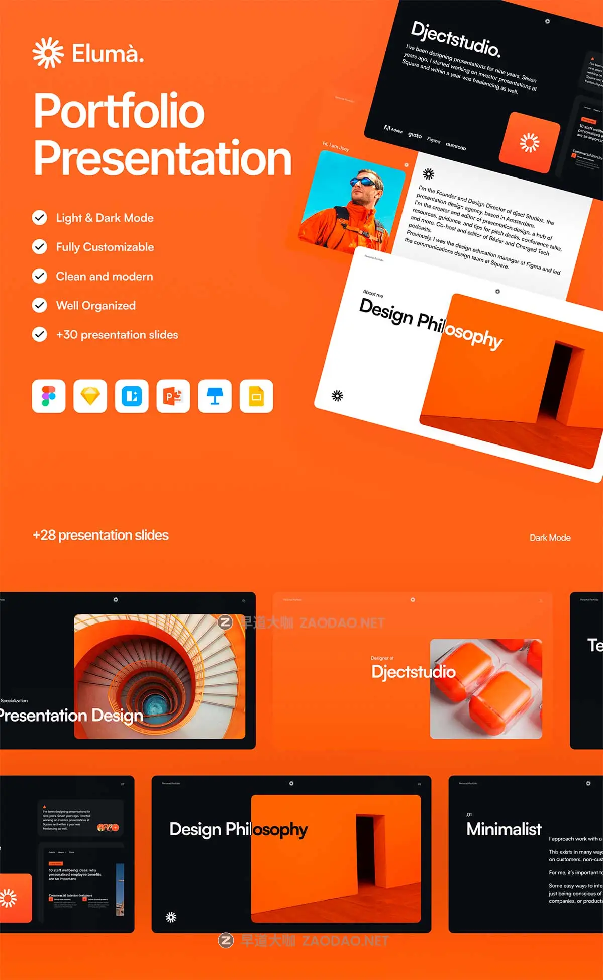 30+屏现代流行个人简历作品集图文排版新潮演示文稿设计Figma/PPT/Keynote格式素材 Eluma – Portfolio Presentation插图3 30+屏现代流行个人简历作品集图文排版新潮演示文稿设计Figma/PPT/Keynote格式素材 Eluma – Portfolio Presentation插图3