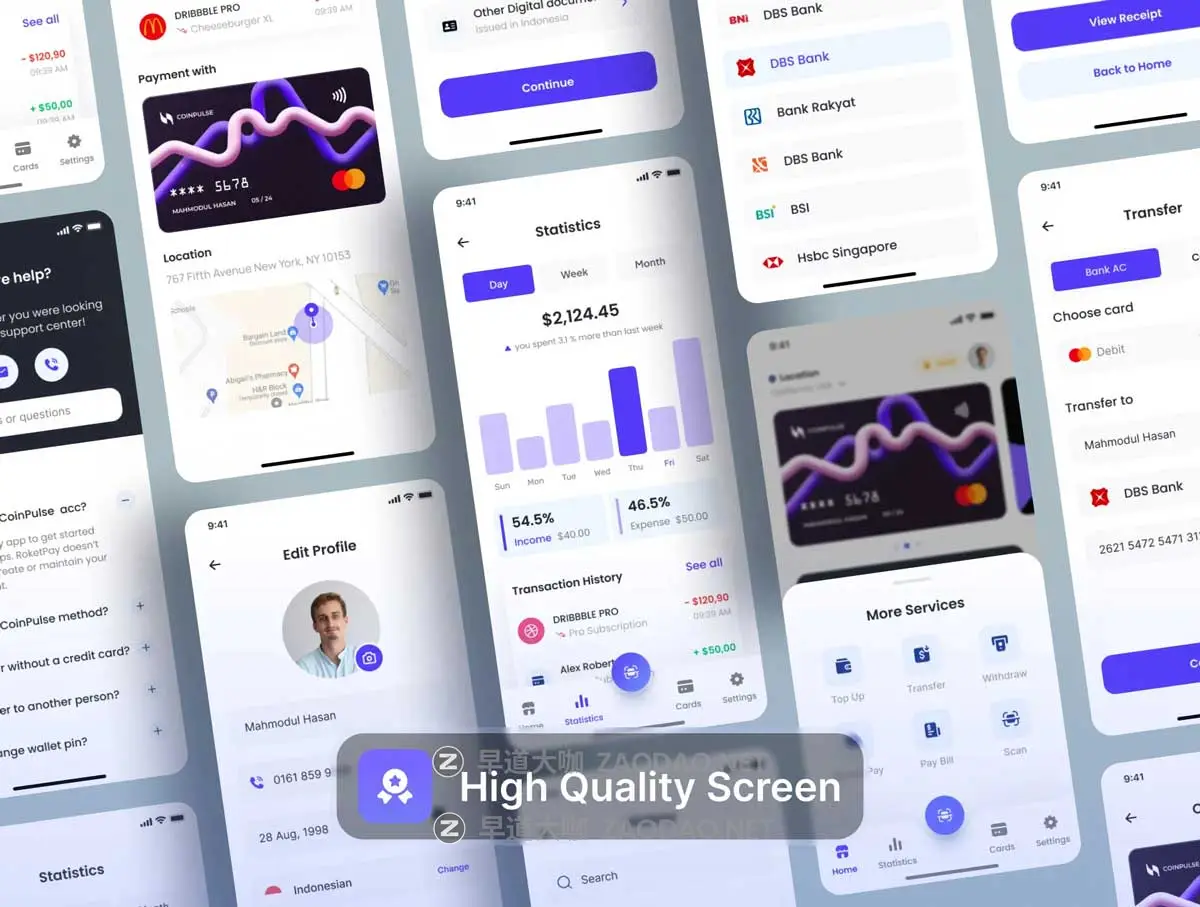 56+屏高级金融科技财务管理理财电子钱包APP UI界面设计Figma模板素材 Premium Fintech Mobile App插图3 56+屏高级金融科技财务管理理财电子钱包APP UI界面设计Figma模板素材 Premium Fintech Mobile App插图3