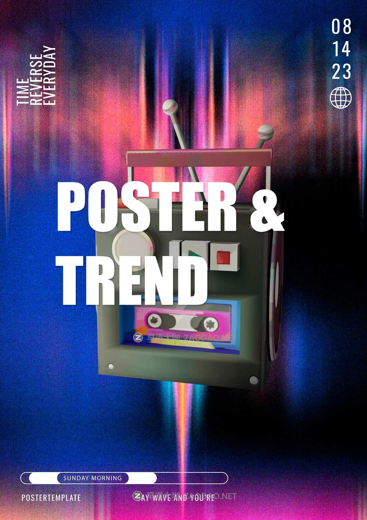 16款欧美赛博朋克风音乐艺术展会酸性小众视觉海报宣传单页设计PS/AI模板素材 Acid City Street Poster Template插图4 16款欧美赛博朋克风音乐艺术展会酸性小众视觉海报宣传单页设计PS/AI模板素材 Acid City Street Poster Template插图4