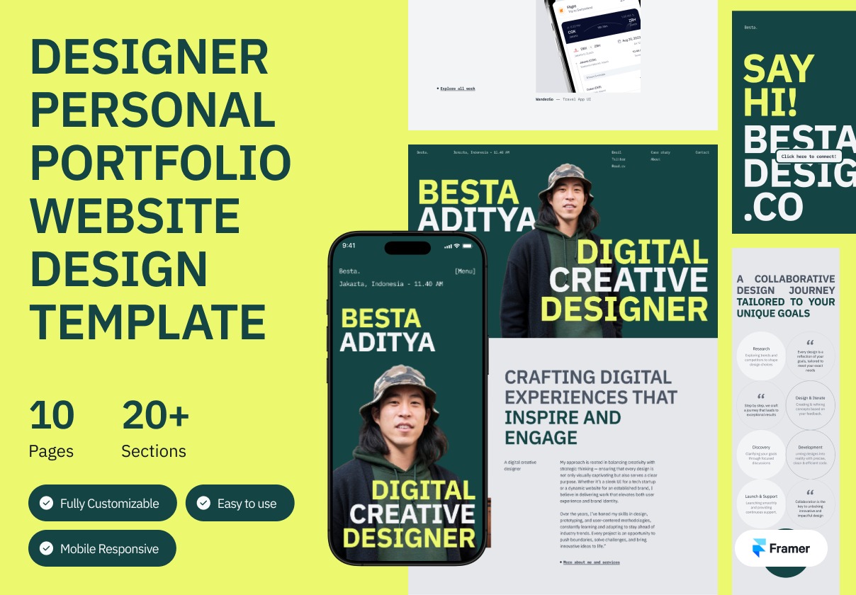 现代响应式摄影设计作品集网站WEB UI界面排版布局Figma模板素材 Besta – Designer Portfolio Website Design插图