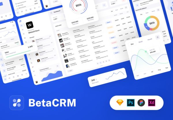 185屏现代简约SaaS电商服务平台仪表盘界面WEB UI界面设计Figma模板素材 BetaCRM UI Kit for SaaS Dashboards