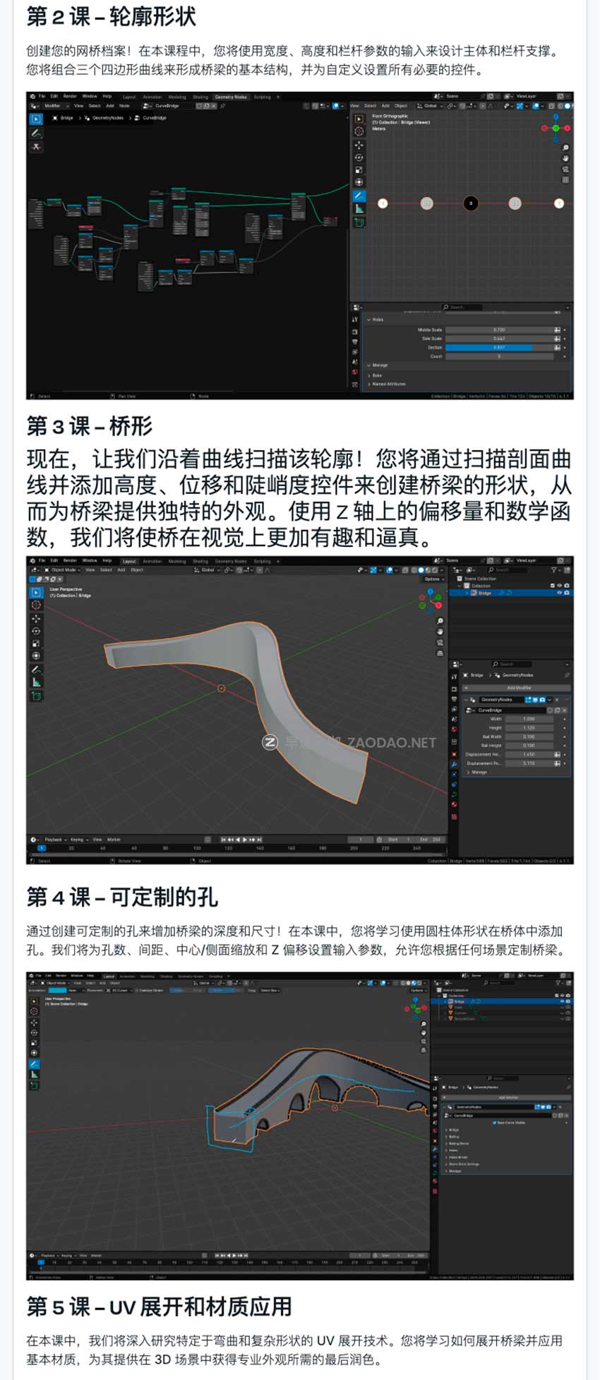 Blender利用几何节点创建3D桥梁模型视频教程 中英文字幕 Blender Geometry Nodes – Procedural Bridge Generator插图7