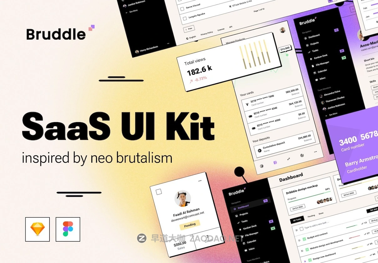 360+屏新野蛮主义SaaS电商服务仪表盘用户界面WEB UI设计模板Figma/Sketch格式素材 Bruddle – Neo brutalism UI kit for SaaS Dashboards插图 360+屏新野蛮主义SaaS电商服务仪表盘用户界面WEB UI设计模板Figma/Sketch格式素材 Bruddle – Neo brutalism UI kit for SaaS Dashboards插图