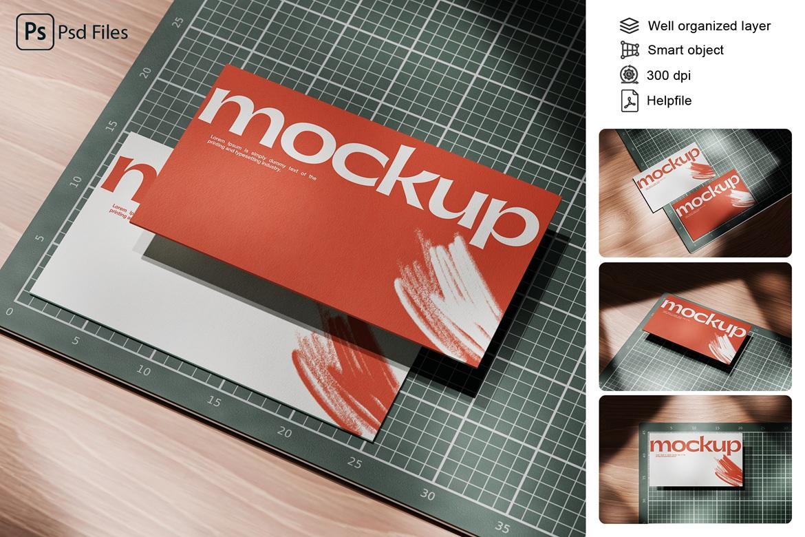 时尚多角度商务名片卡片设计VI展示贴图PSD样机MOCKUPS模板素材 Business Card Mockup插图