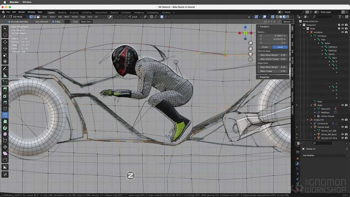 Blender创建科幻概念摩托车模型渲染教程+工程文件 中英文字幕 Race Vehicle Concept Design插图2