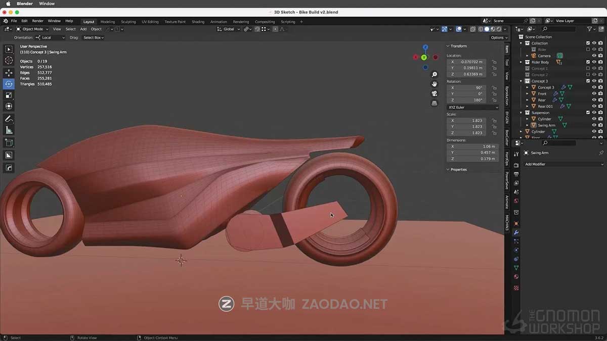Blender创建科幻概念摩托车模型渲染教程+工程文件 中英文字幕 Race Vehicle Concept Design插图3