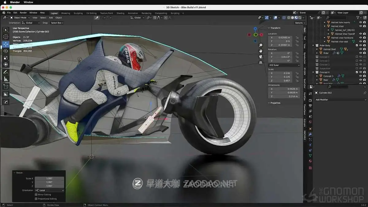 Blender创建科幻概念摩托车模型渲染教程+工程文件 中英文字幕 Race Vehicle Concept Design插图4 Blender创建科幻概念摩托车模型渲染教程+工程文件 中英文字幕 Race Vehicle Concept Design插图4
