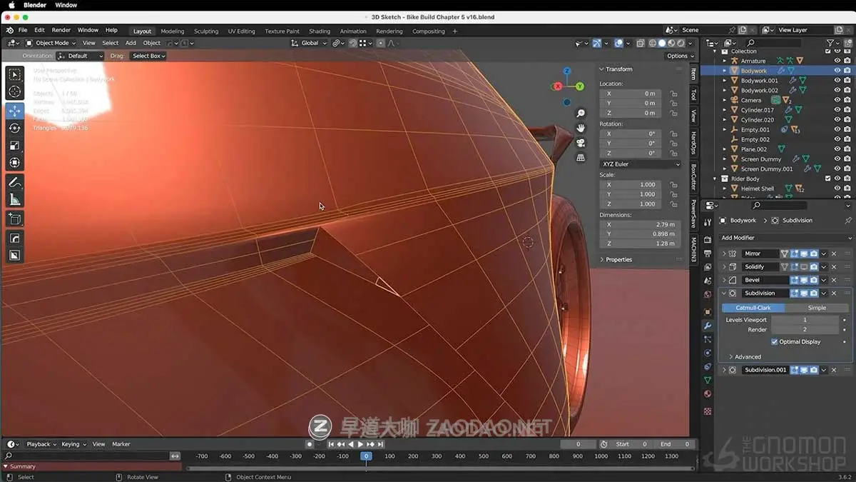 Blender创建科幻概念摩托车模型渲染教程+工程文件 中英文字幕 Race Vehicle Concept Design插图6 Blender创建科幻概念摩托车模型渲染教程+工程文件 中英文字幕 Race Vehicle Concept Design插图6