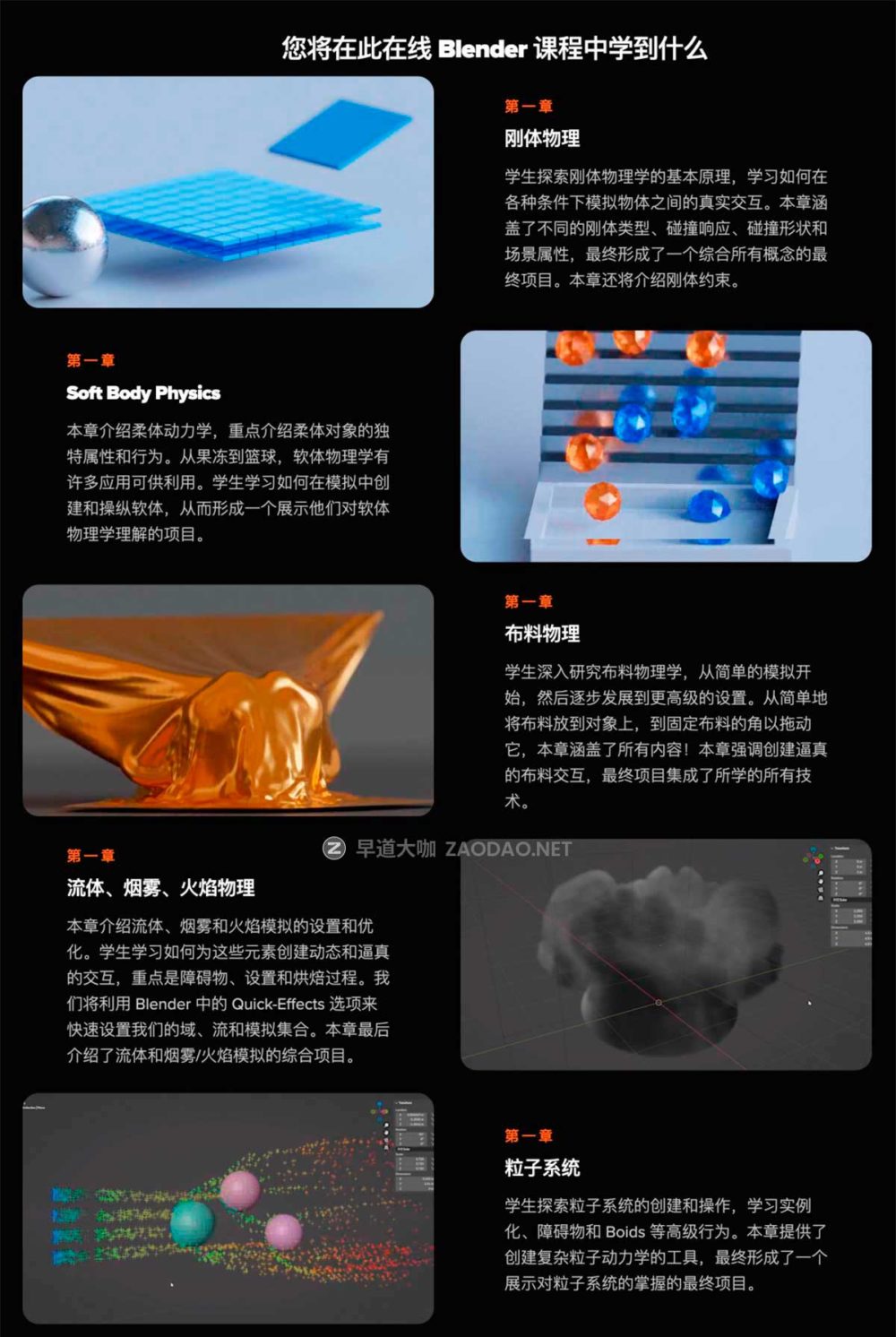 Blender烟雾流体粒子布料刚体柔体物理动力学核心模拟视频教程 中英文字幕 CORE Fundamentals of Physics in Blender插图1 Blender烟雾流体粒子布料刚体柔体物理动力学核心模拟视频教程 中英文字幕 CORE Fundamentals of Physics in Blender插图1