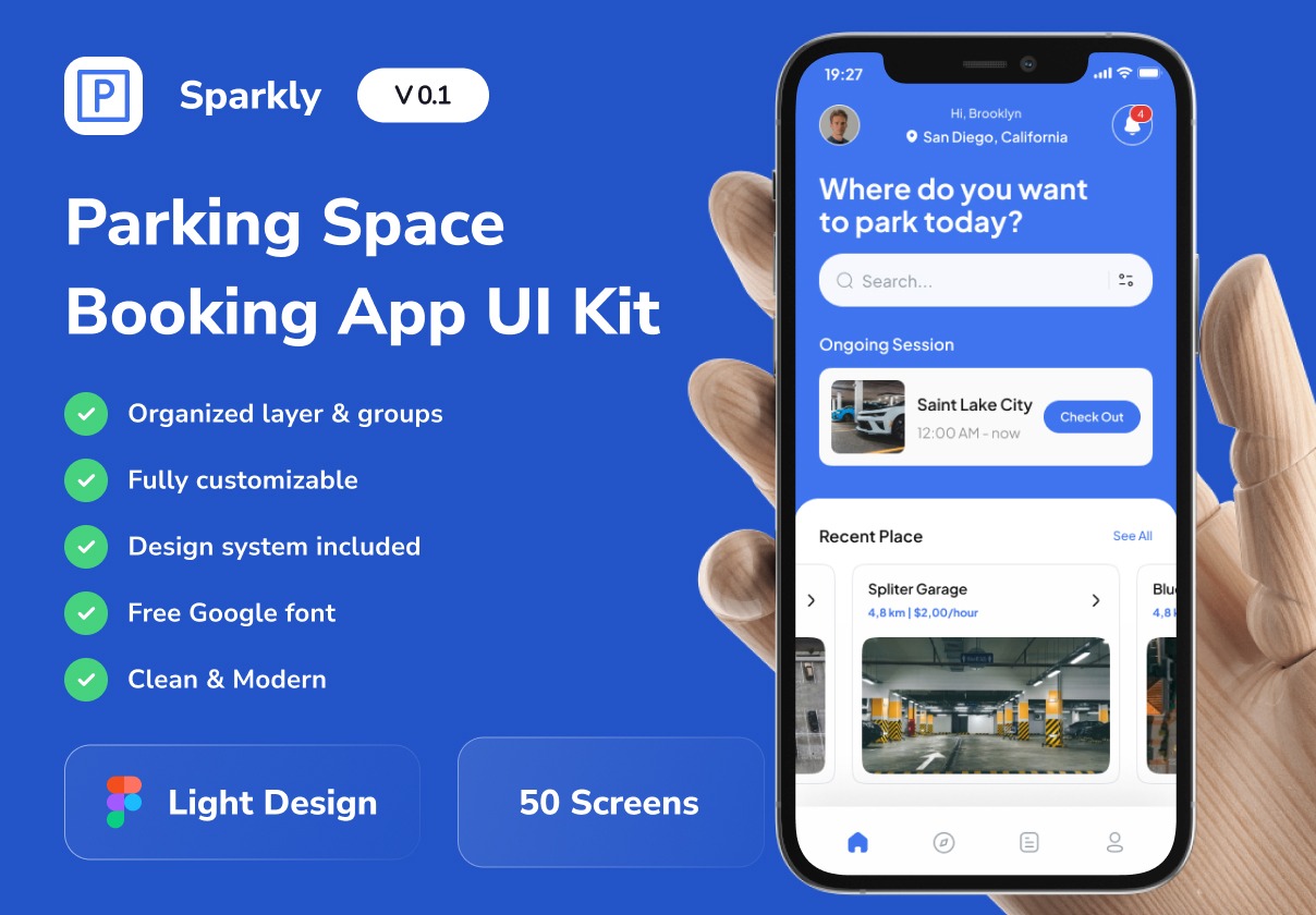50屏现代极简停车位在线预订APP软件UI界面设计Figma模板套件素材 Sparkly – Parking Space Booking Mobile App UI Kit插图 50屏现代极简停车位在线预订APP软件UI界面设计Figma模板套件素材 Sparkly – Parking Space Booking Mobile App UI Kit插图