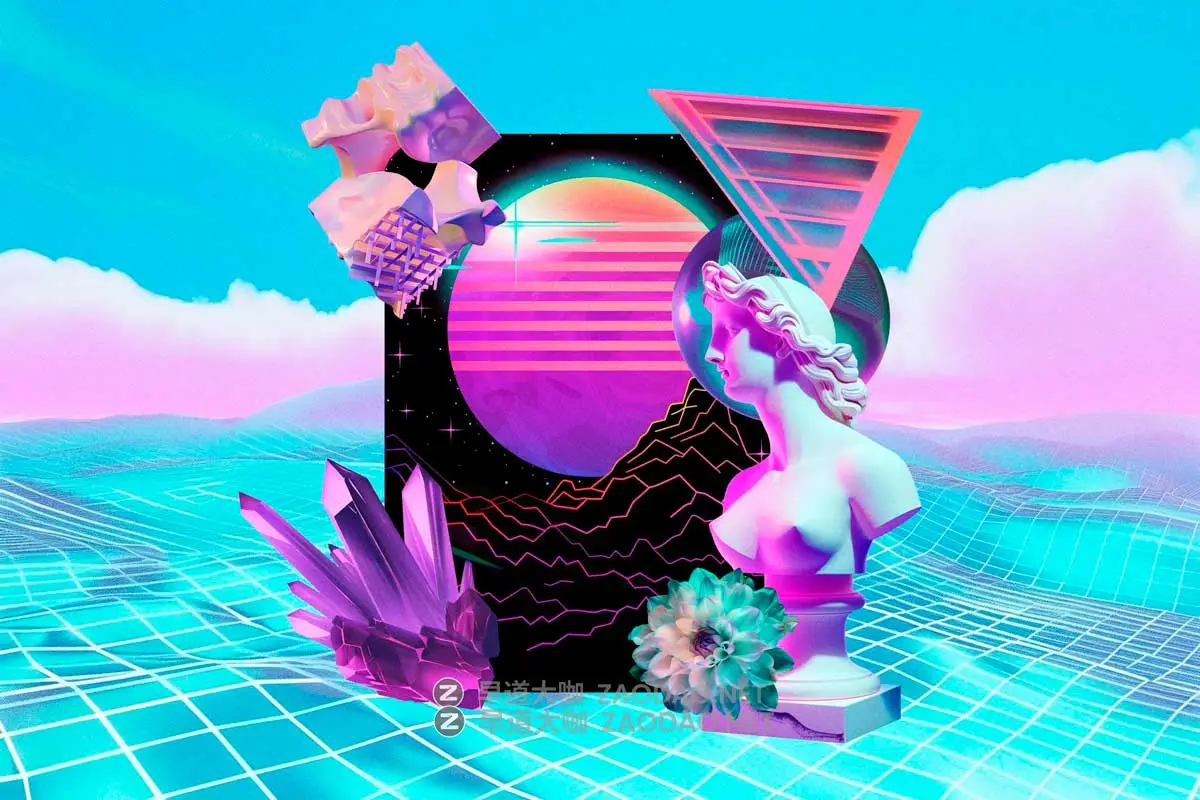 480+款超现实欧美赛博朋克蒸汽波雕像物品3D背景复古拼体剪贴画设计素材 Vaporwave Collage Kit插图16 480+款超现实欧美赛博朋克蒸汽波雕像物品3D背景复古拼体剪贴画设计素材 Vaporwave Collage Kit插图16