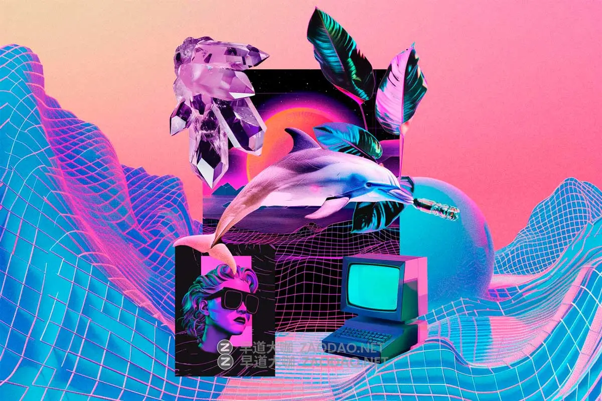 480+款超现实欧美赛博朋克蒸汽波雕像物品3D背景复古拼体剪贴画设计素材 Vaporwave Collage Kit插图5 480+款超现实欧美赛博朋克蒸汽波雕像物品3D背景复古拼体剪贴画设计素材 Vaporwave Collage Kit插图5