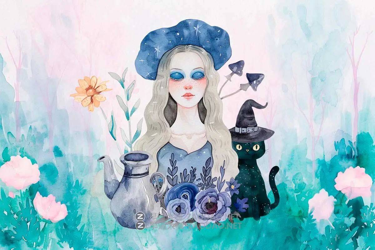 创意趣味神秘万圣节魔法女巫水晶水彩绘画手绘插图插画PNG免抠图片素材 Witchcraft: Watercolor Graphics Collection插图11 创意趣味神秘万圣节魔法女巫水晶水彩绘画手绘插图插画PNG免抠图片素材 Witchcraft: Watercolor Graphics Collection插图11