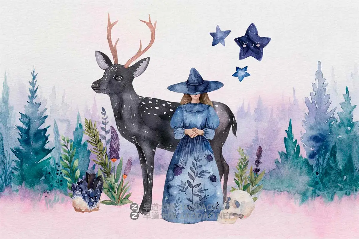 创意趣味神秘万圣节魔法女巫水晶水彩绘画手绘插图插画PNG免抠图片素材 Witchcraft: Watercolor Graphics Collection插图2 创意趣味神秘万圣节魔法女巫水晶水彩绘画手绘插图插画PNG免抠图片素材 Witchcraft: Watercolor Graphics Collection插图2