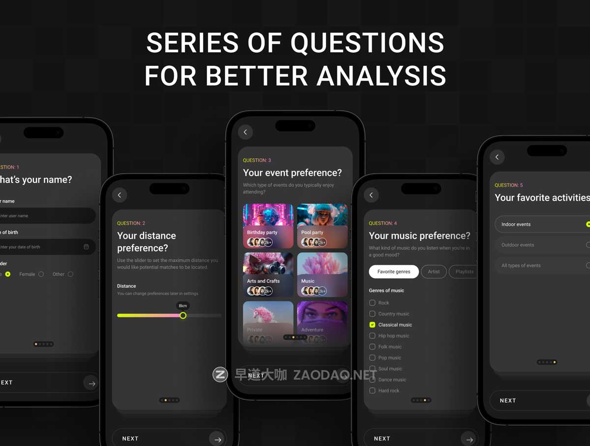 70+屏暗黑系活动音乐电影票AI智能聊天预订购买APP UI界面设计Figma模板套件 Eventoo- The AI-Powered Event Booking App UI Kit插图2