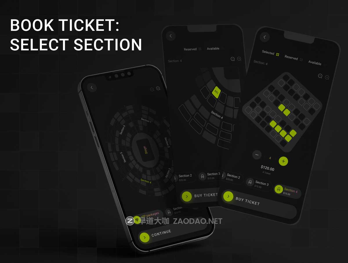 70+屏暗黑系活动音乐电影票AI智能聊天预订购买APP UI界面设计Figma模板套件 Eventoo- The AI-Powered Event Booking App UI Kit插图3