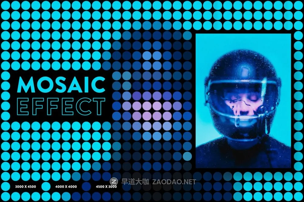 圆形网格马赛克照片效果ps特效滤镜样机 Mosaic Photoshop Effect插图 圆形网格马赛克照片效果ps特效滤镜样机 Mosaic Photoshop Effect插图