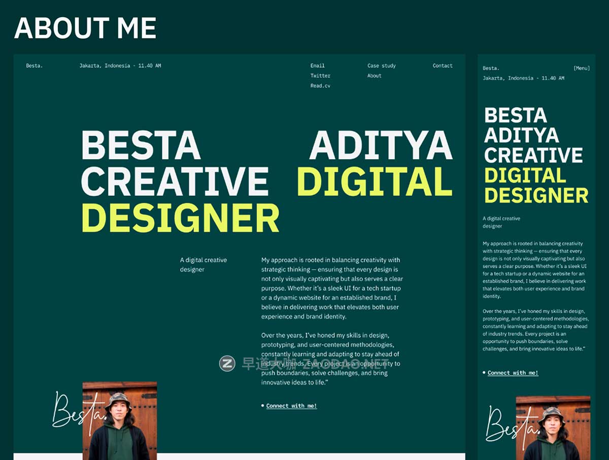 现代响应式摄影设计作品集网站WEB UI界面排版布局Figma模板素材 Besta – Designer Portfolio Website Design插图4