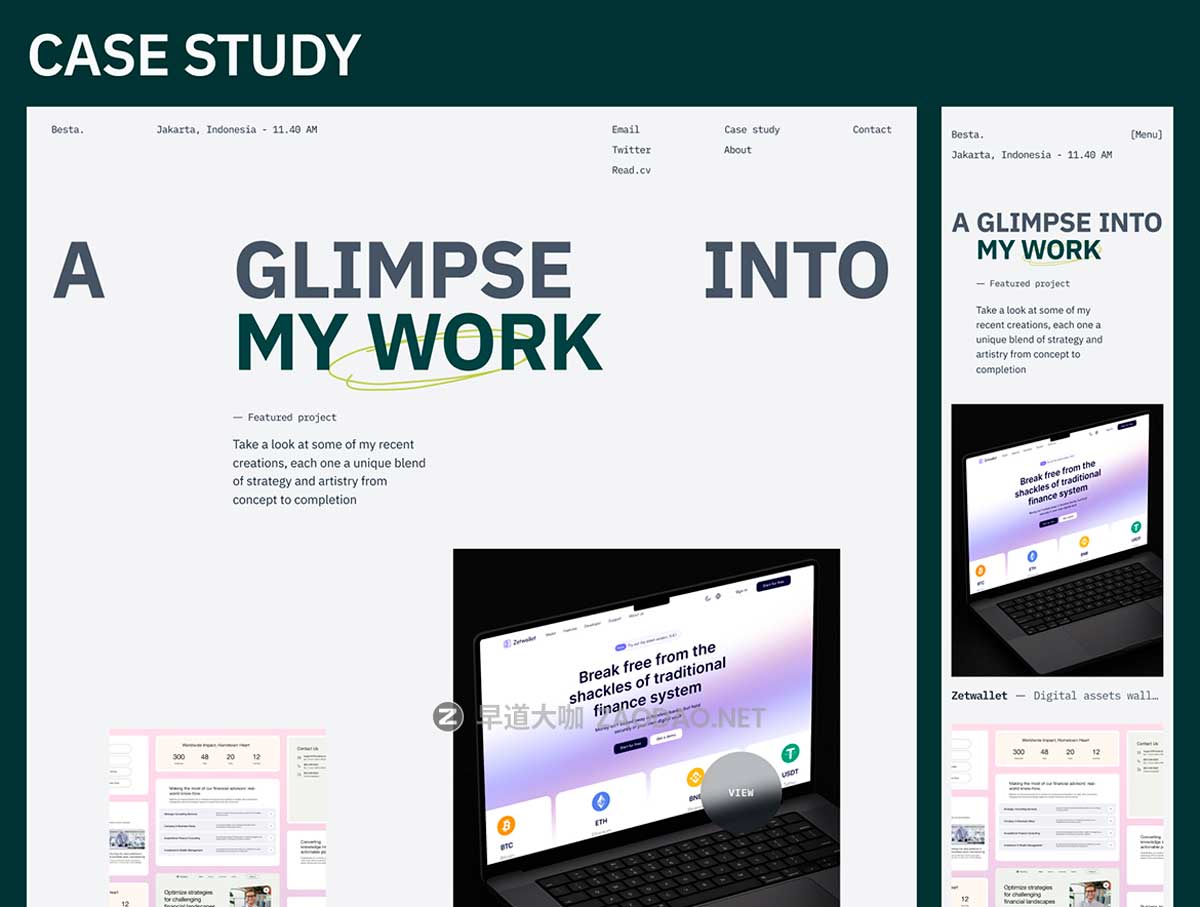 现代响应式摄影设计作品集网站WEB UI界面排版布局Figma模板素材 Besta – Designer Portfolio Website Design插图2