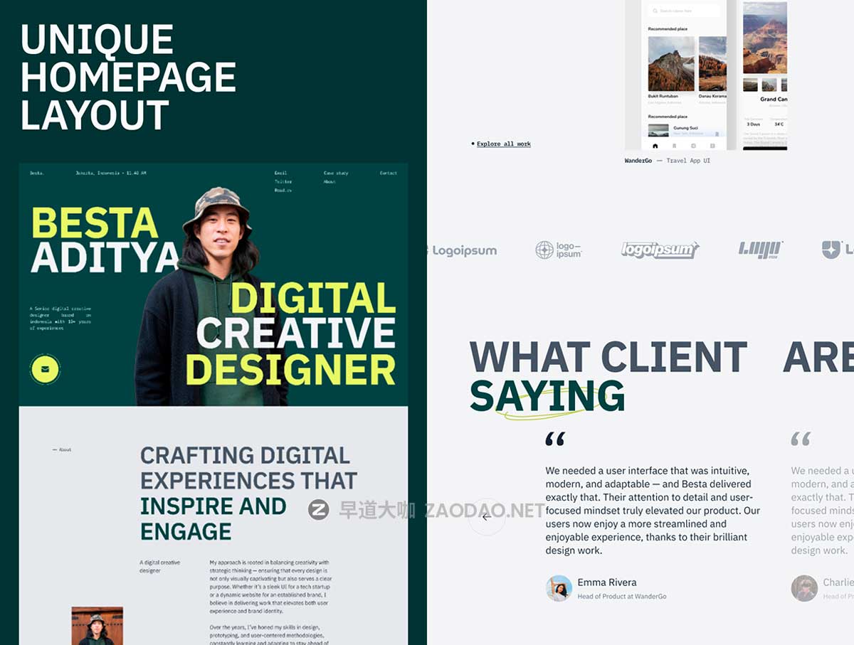 现代响应式摄影设计作品集网站WEB UI界面排版布局Figma模板素材 Besta – Designer Portfolio Website Design插图1