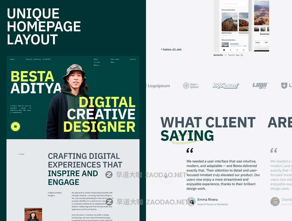 现代响应式摄影设计作品集网站WEB UI界面排版布局Figma模板素材 Besta – Designer Portfolio Website Design插图1 现代响应式摄影设计作品集网站WEB UI界面排版布局Figma模板素材 Besta – Designer Portfolio Website Design插图1