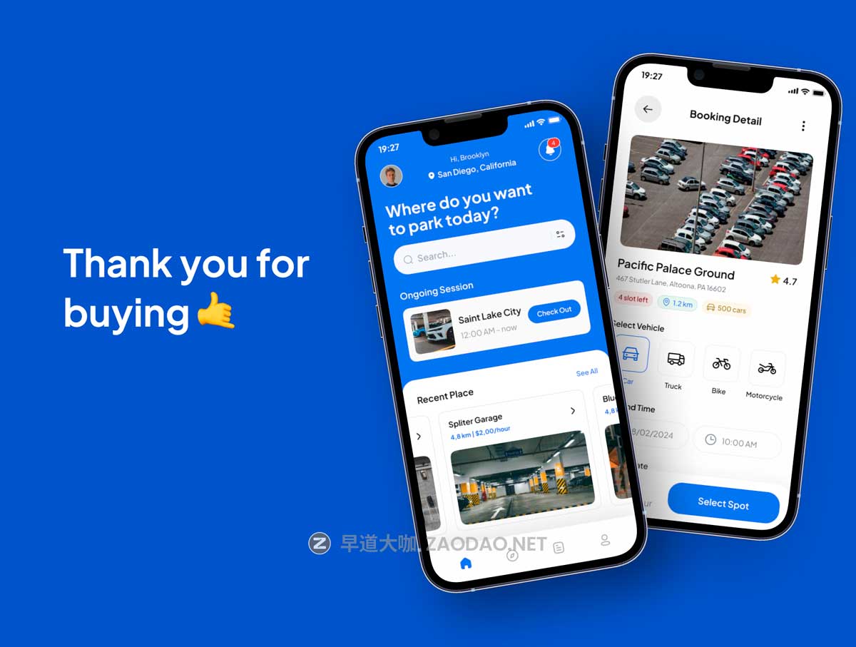 50屏现代极简停车位在线预订APP软件UI界面设计Figma模板套件素材 Sparkly – Parking Space Booking Mobile App UI Kit插图7 50屏现代极简停车位在线预订APP软件UI界面设计Figma模板套件素材 Sparkly – Parking Space Booking Mobile App UI Kit插图7