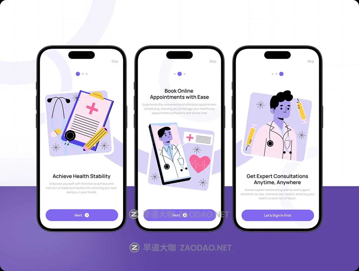 40+屏双配色医疗保健健康医院软件APP UI界面设计Figma模板套件 GoDoc – Health Care App Mobile UI KIT插图6 40+屏双配色医疗保健健康医院软件APP UI界面设计Figma模板套件 GoDoc – Health Care App Mobile UI KIT插图6