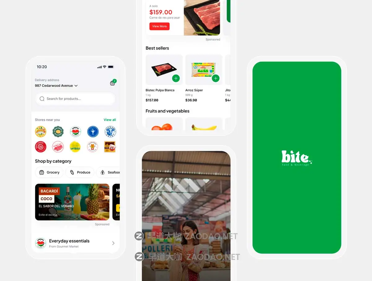 极简杂货食品美食订购购买超市软件APP UI界面设计Figma模板+代码 Bites – Food Ordering App UI Kit插图2 极简杂货食品美食订购购买超市软件APP UI界面设计Figma模板+代码 Bites – Food Ordering App UI Kit插图2