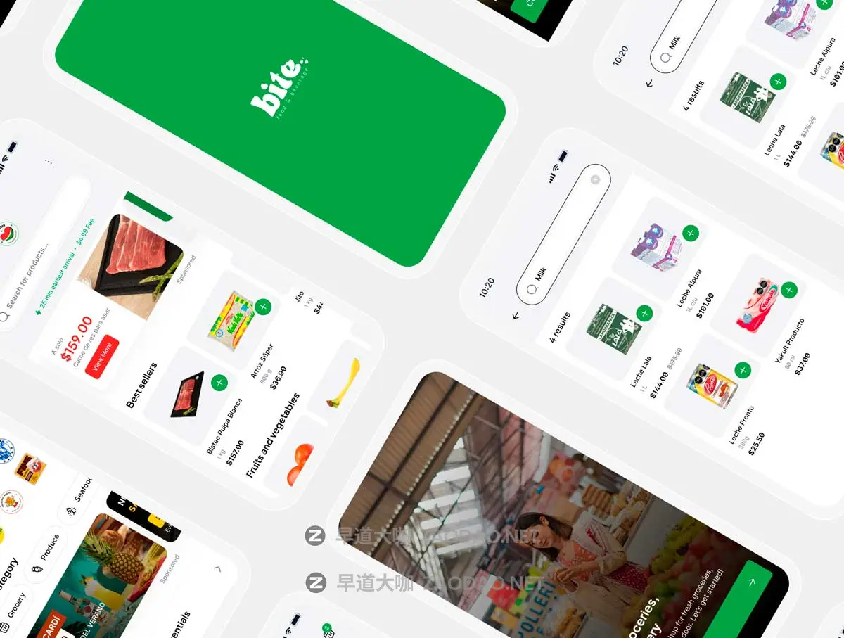 极简杂货食品美食订购购买超市软件APP UI界面设计Figma模板+代码 Bites – Food Ordering App UI Kit插图3 极简杂货食品美食订购购买超市软件APP UI界面设计Figma模板+代码 Bites – Food Ordering App UI Kit插图3