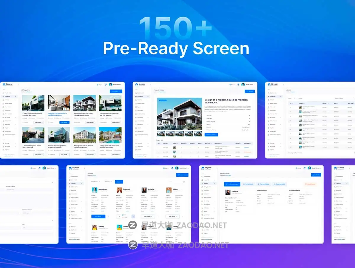 150+屏响应式房地产商场办公楼物业管理数据统计看板仪表盘web ui界面设计figma模板套件 Skywar – Complete Property Management System Ui Kit插图5 150+屏响应式房地产商场办公楼物业管理数据统计看板仪表盘web ui界面设计figma模板套件 Skywar – Complete Property Management System Ui Kit插图5